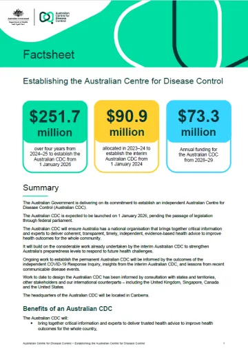 Establishing the Australian Centre for Disease Control